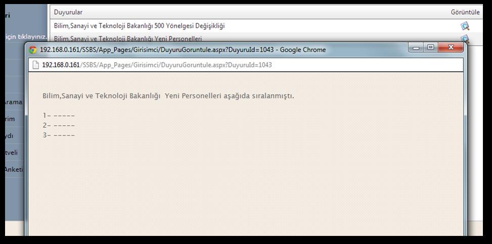 Sayfa : 6/36 Şekil 6 Duyuru İçeriği Ekranı Girişimci rolündeki kullanıcının