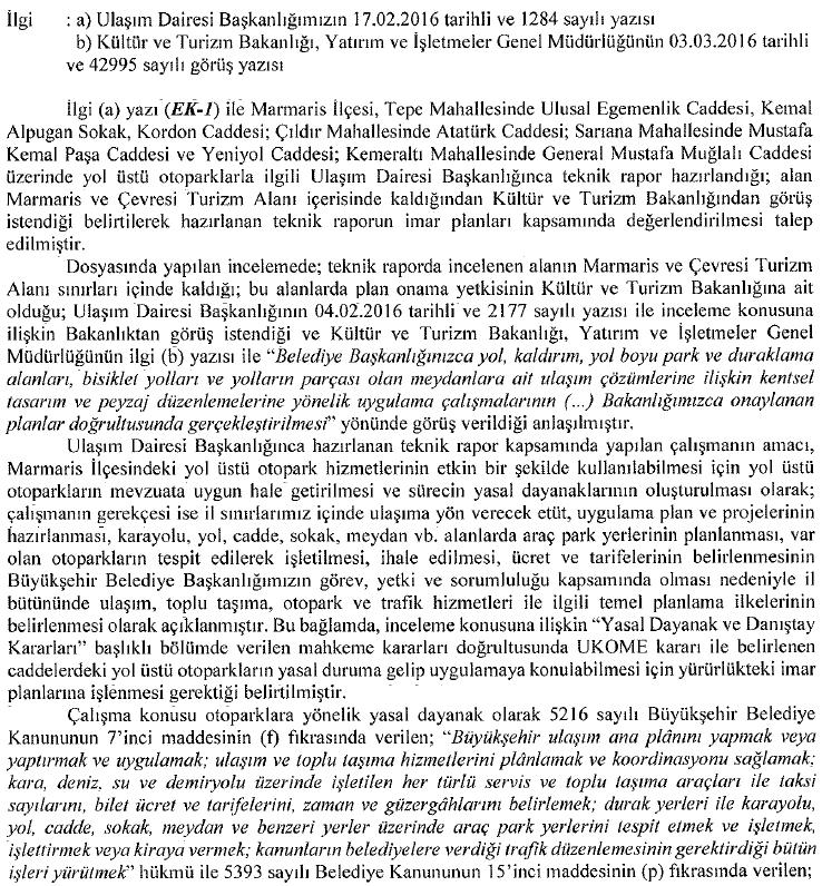 T.C. MUĞLA BÜYÜKŞEHİR BELEDİYE MECLİSİ İMAR VE BAYINDIRLIK KOMİSYONU RAPORU BELEDİYE MECLİS BAŞKANLIĞINA 12/04/2016 tarihinde saat 14.