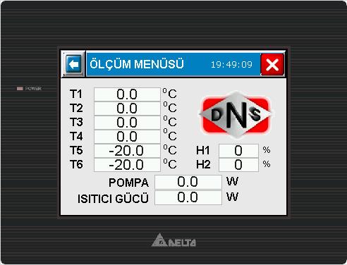 13 2) Ölçüm Menüsü Ölçüm menüsü içerisinde okunan değerler, Sıcak su giriş ve çıkış sıcaklıkları Soğuk su