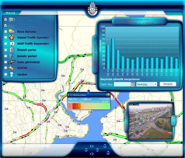 Trafik Yoğunluk Haritası: Trafik Kontrol Merkezleri trafiği anlık olarak trafik kameraları ve trafik akımı hakkında