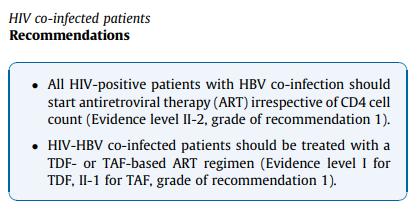 HBV koinfeksiyonu olan tüm HIV pozitif hastalarda CD4 sayısından bağımsız olarak ART