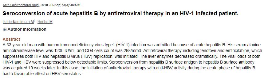 HIV-1 infeksiyonu olan 33 yaşında bir erkek hastada akut hepatit B Tenofovir ve