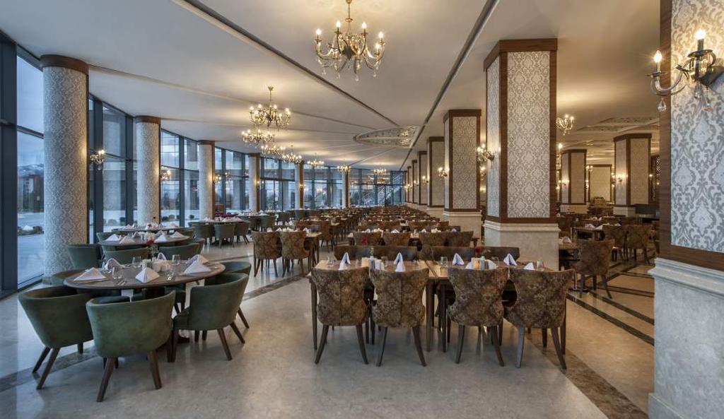 Restaurant ve Barlar 24 saat oda servisi hizmet vermektedir.