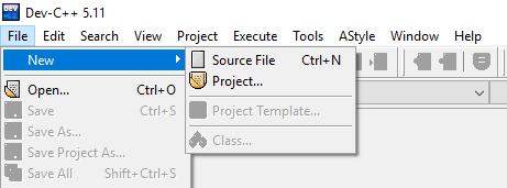 Dev C++ Kullanımı Yeni Bir Proje Başlatmak File / New / Project menüsü tıklatılır.