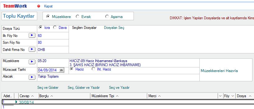 DATA TRANSFER İŞLEMİ İLE TOPLU DOSYA AÇMAK Excel den Toplu Dosya Transferi imkânı sağlandı: Toplu İcra veya Toplu dava dosyalarını Excel'den transfer ederek oluşturmak için Programı kullanmaya