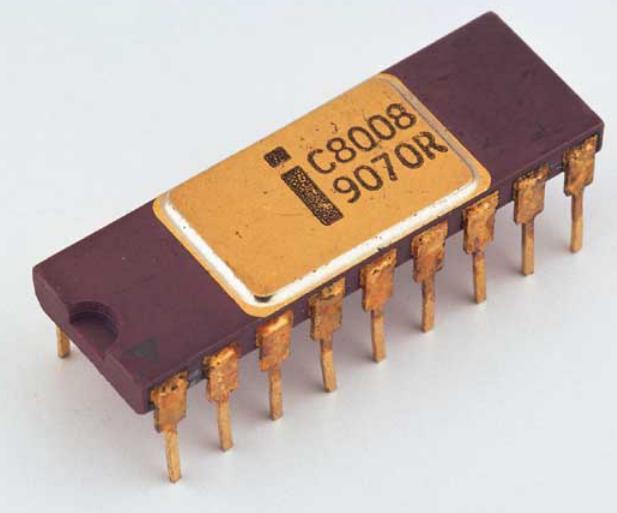 Intel 8008 1972 Saat hızı: 800 KHz Transistör sayısı: 3,500 8-bit register 8-bit veri yolu 16 KB Intel in yanı sıra 8 bitlik