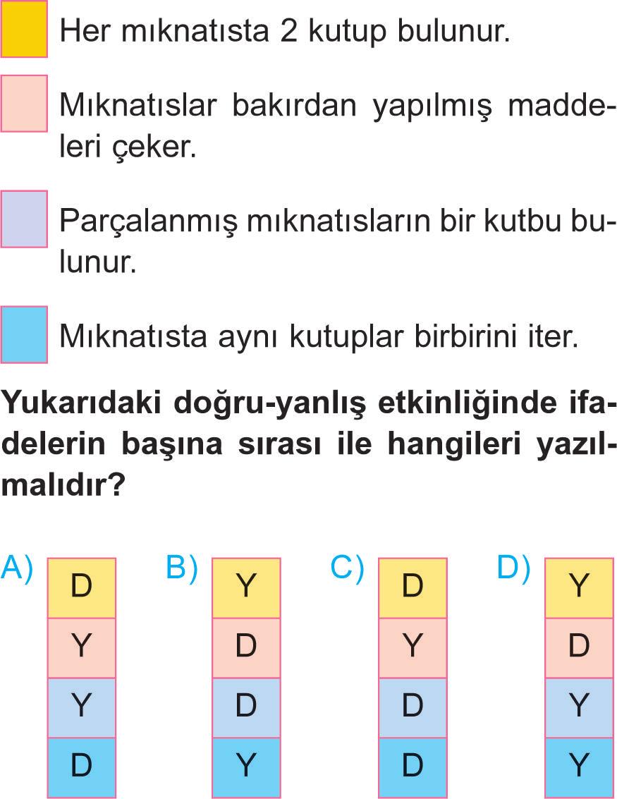 4. Sınıf B Kitapçığı FEN BİLİMLERİ TESTİ 1. Bu testte 15 FEN BİLİMLERİ sorusu vardır. 2.