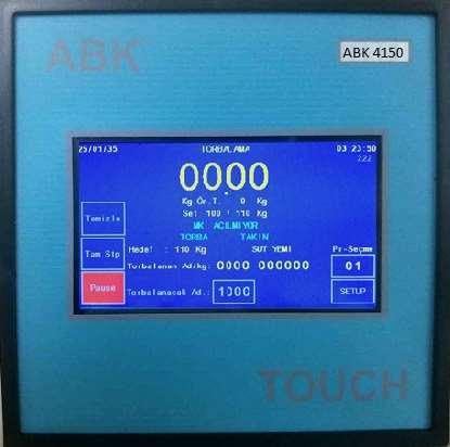 ABK 4150 ELEKTRONİK BRÜT TORBALAMA KONTROLÖRÜ Toz, granül gibi malzemelerin elektronik olarak torba içerisine doldurulurken tartılması ve kayıtlarının tutulması işini yapar.