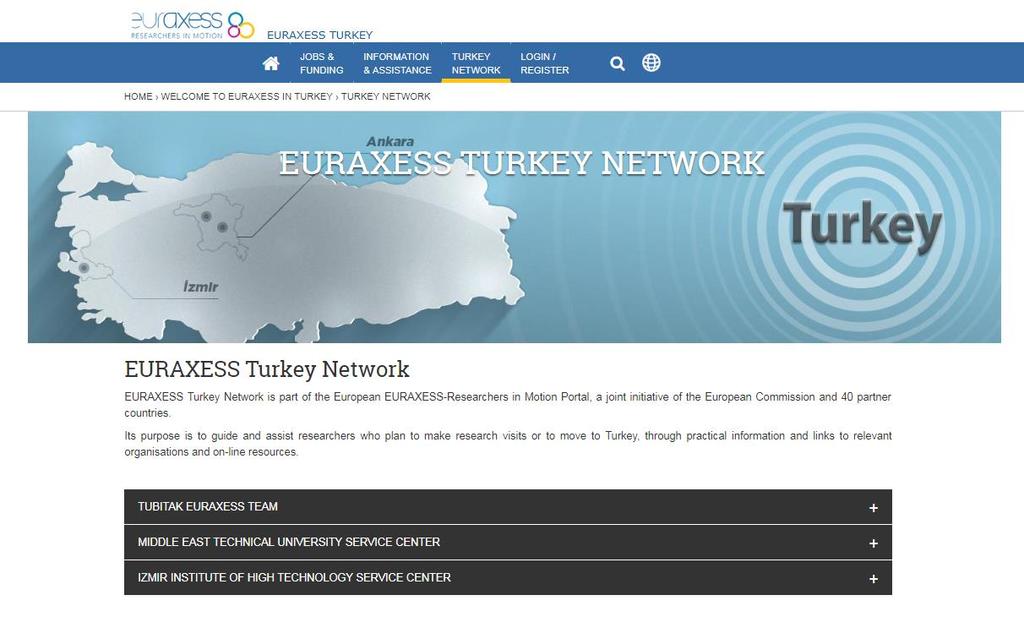 EURAXESS Türkiye Ağı Türkiye ye gelen araştırmacıların Türkiye Araştırma Alanı na entegre olurken yardıma ihtiyaç