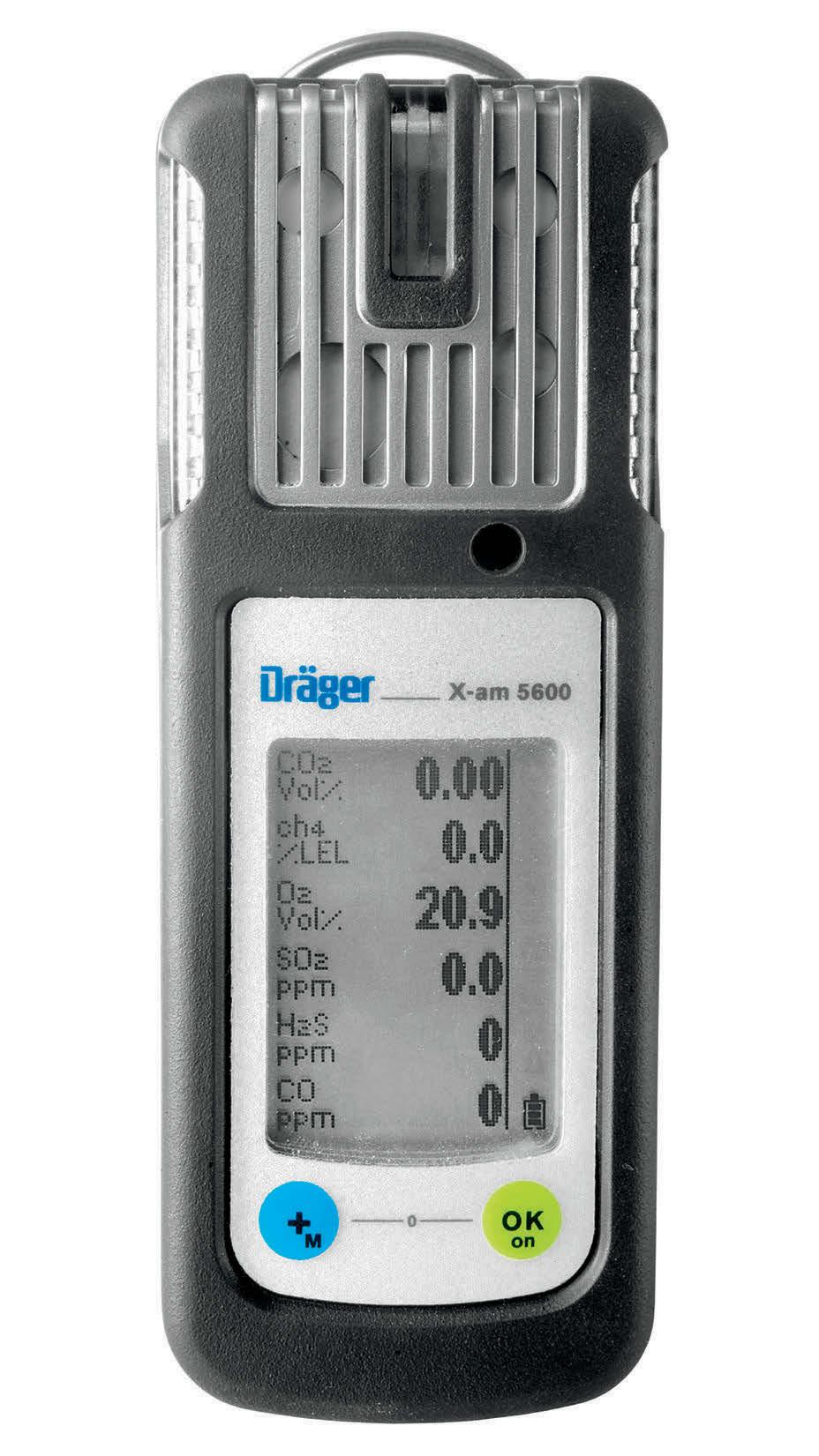 Dräger X-am 5600 Çoklu gaz dedektörleri Ergonomik bir tasarıma ve yenilikçi kızılötesi sensör teknolojisine sahip olan Dräger X-am 5600, 6 gaza kadar ölçüm yapabilen en küçük gaz algılama