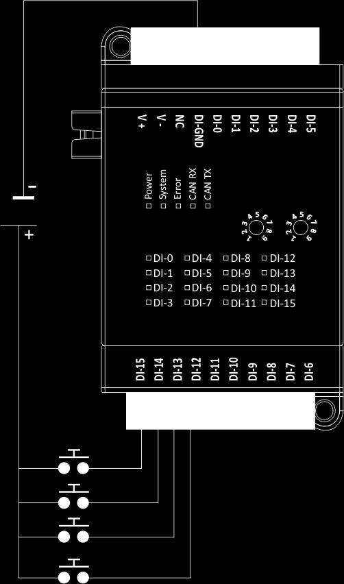 1.3.2 Dijital Girişler Modül Girişi: 16 (Sink) Voltaj Aralığı: 0-30 VDC ON Voltaj Seviyesi: 9 VDC -30 VDC OFF Voltaj Seviyesi: 0-5 VDC Giriş Empedansı: >2M