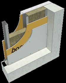 Tek İskeletli Dış Cephe Sistemi Dış cepheden görünüm BoardeX BoardeX DC 100 profili Drillex hard matkap uçlu vida Dübel vida DU profili Ses yalıtım bandı İç cepheden görünüm COREX BoardeX Mineral yün