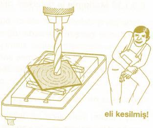 49 Matkap Tezgahında Güvenlik Önlemleri 1. Çok bol elbise giyilmemeli. 2.