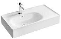 Lavabo, 80 cm 7242B403-0001 Tek armatür delikli, su taşma delikli 2.093 7242B403-0631 Tek armatür delikli, su taşma delikli, arka tarafı sırlı, sadece tezgah üstü kullanıma uygundur. 2.093 Süzgeç ve sifon ürüne dahil değildir.