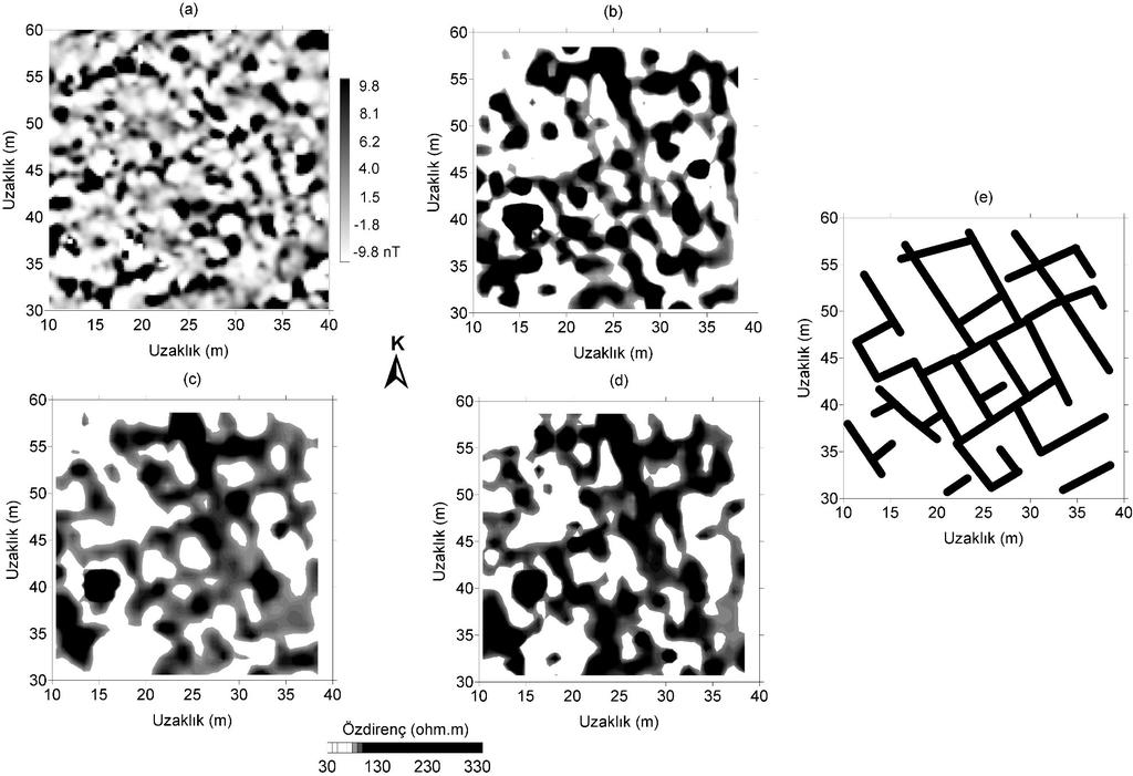 KULLANILAN YÖNTEMLER VE ARAŞTIRMA SONUÇLARI MANYETİK GRADYOMETRE ve ÖZDİRENÇ YÖNTEMİ A alanı için yapılan jeofizik yorumlama.