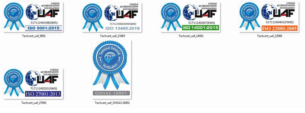 Sayfa / Pages 3 / 5 4.1.16. Technical Universal Verification Belgelendirme Logosu Örnekleri 4.2. Akreditasyon Kurumu Markasının Kullanımı 4.2.1. Akreditasyon kurumu olan UAF ın (United accreditation Foundation) markası kesinlikle tek başına kullanılamaz.