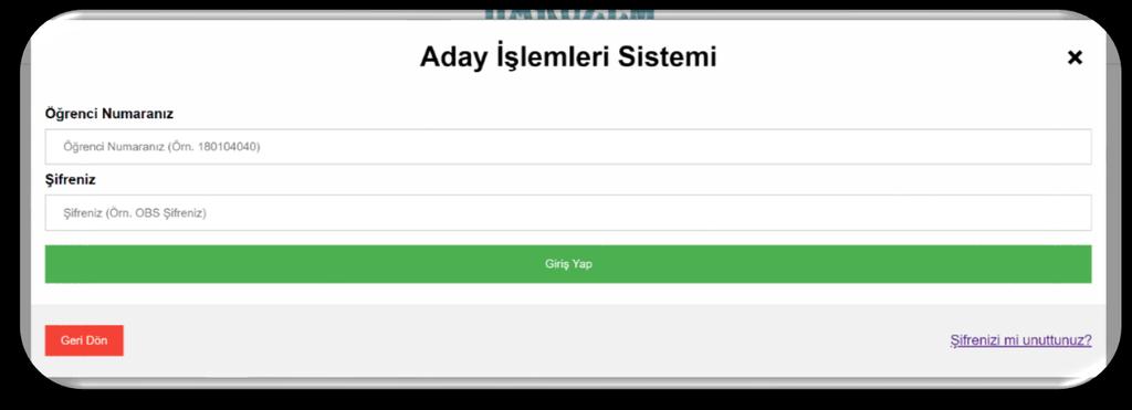 2. Aday İşlemleri Sistemi İnternet bağlantısı olan Masaüstü, Dizüstü veya Akıllı bir telefon üzerinden Sınav işlemleri Sistemine giriş yaptıktan sonra öğrenci Aday İşlemleri Sistemine (HUAİS)