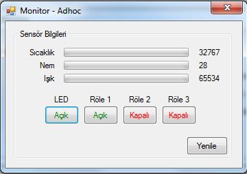 Wifly PC Monitör Ana Ekran 3- ADHOC Modda çalışmak isterseniz Ana Ekran da bu butona basarak Şekil 5 da verilen ekran