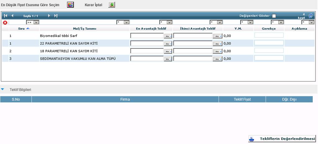 3.5.2 İhale Komisyonu Teklif