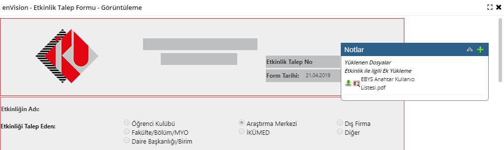 üzerindeki formun üzerinden görüntülenebilir.