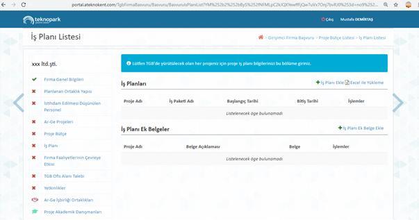 6. İş Planı Projenizin planlanan Ar-Ge aşamalarına uygun oluşturduğunuz iş paketlerini gösteren iş planınızı yükleyiniz.