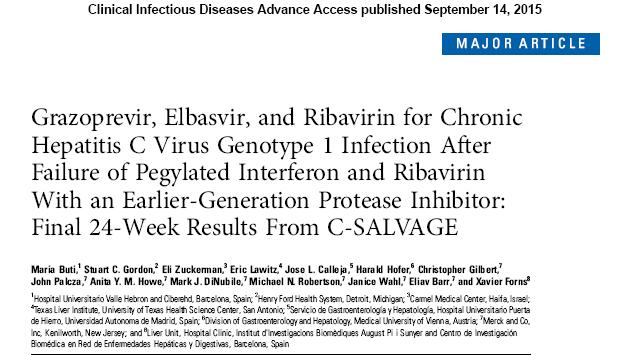 Tedavi deneyimli (Peginterferon/Ribavirin/Telaprevir-boceprevir-simeprevir) 79 olgu Grazoprevir (100mg/gün) + Elbasvir (50mg/gün)