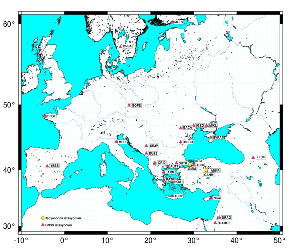 MODELLERİN İSTANBUL VE ANKARA GNSS-RS İSTASYONLARINDA TEST EDİLMESİ GNSS verisi Bernese GNSS v5.