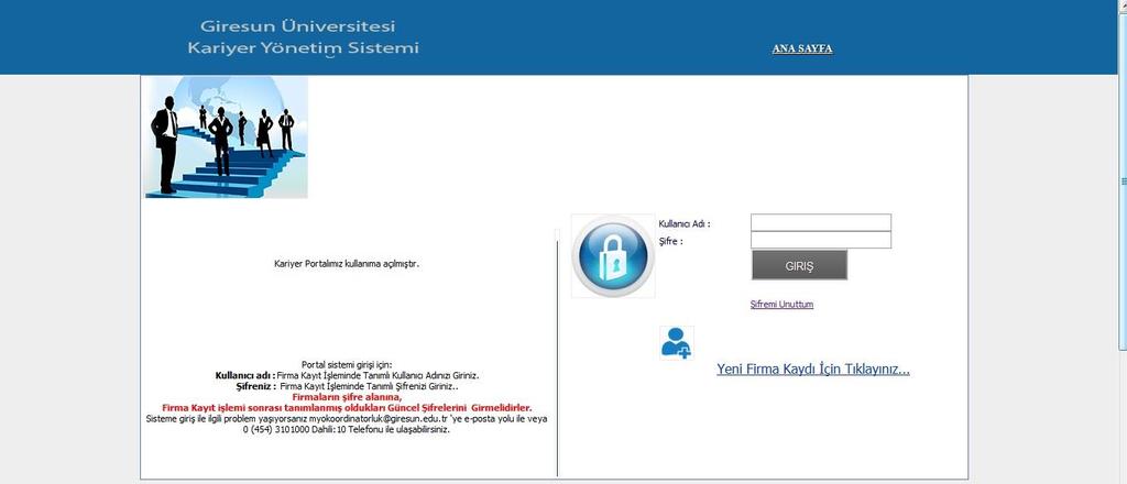 3.FİRMA SİSTEM GİRİŞİ VE İŞLEMLERİ Ana sayfadan FİRMA GİRİŞ