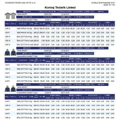 Kesim sayesinde; gelen kumaşların, kesim tarihlerini, pastal bilgilerini, firelerini ve kesim adetlerini tek bir ekran üzerinden kolayca güvenilir bir şekilde takip edebilirsiniz.