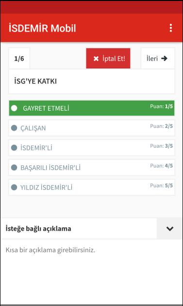 Geri Bildirim Verme-3 Her kriter için bir skala seçilerek ve