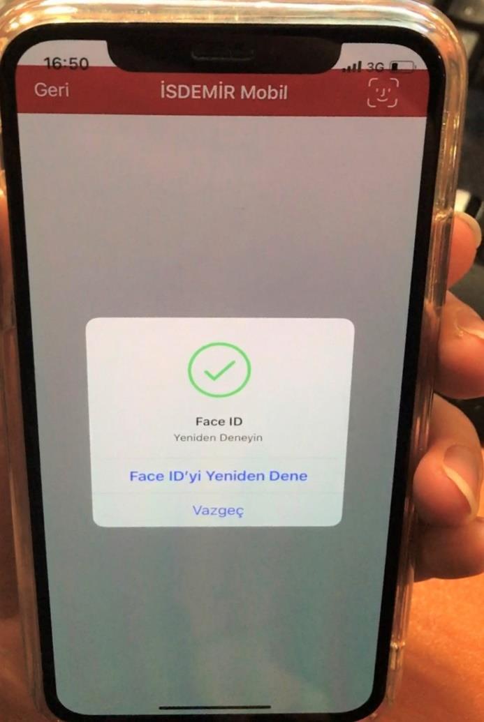 Mobil Uygulamaya Yüz Tanıma İle Giriş Eğer mobil cihazınız yüz tanıma (Face ID) ile girişi destekliyorsa ve tanımlamış iseniz, uygulamaya eklenen bu özelliğini kullanarak sistemlere
