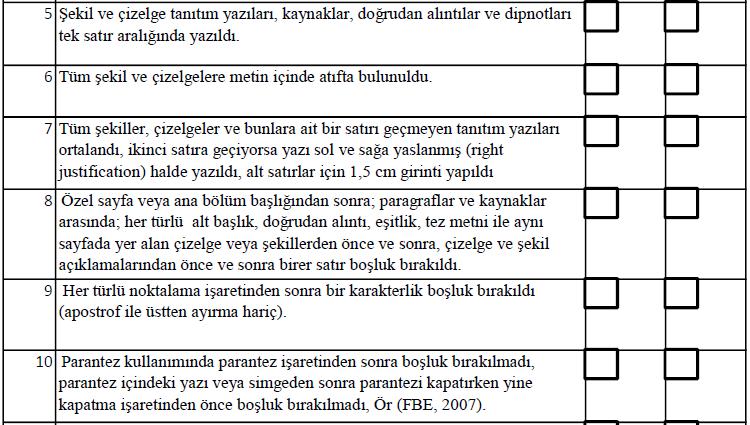 Tez Yazımı Tez Formatı Sayfa A4, sağ ve alt