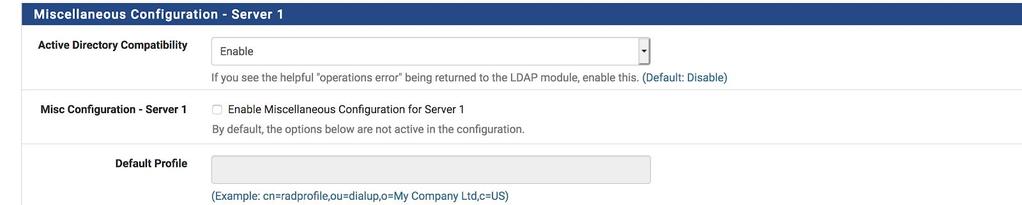 Son olarak Miscellaneous Configuration - Server 1 kısmında Active Directory Compatibility: Enable Ayarları yaptıktan sonra Save butonunu tıklıyoruz.