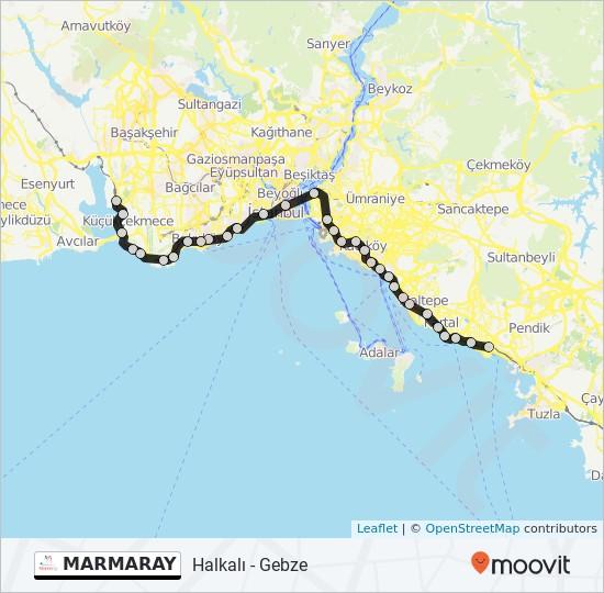 Varış yeri: Pendik Halkalı 32 durak Pendik Yunus Kartal Başak Atalar Cevizli Orhangazi Caddesi, Küçükyalı Maltepe Süreyya Plajı İdealtepe Küçükyalı Bostancı Bağdat Caddesi, Bostancı Suadiye Pendik