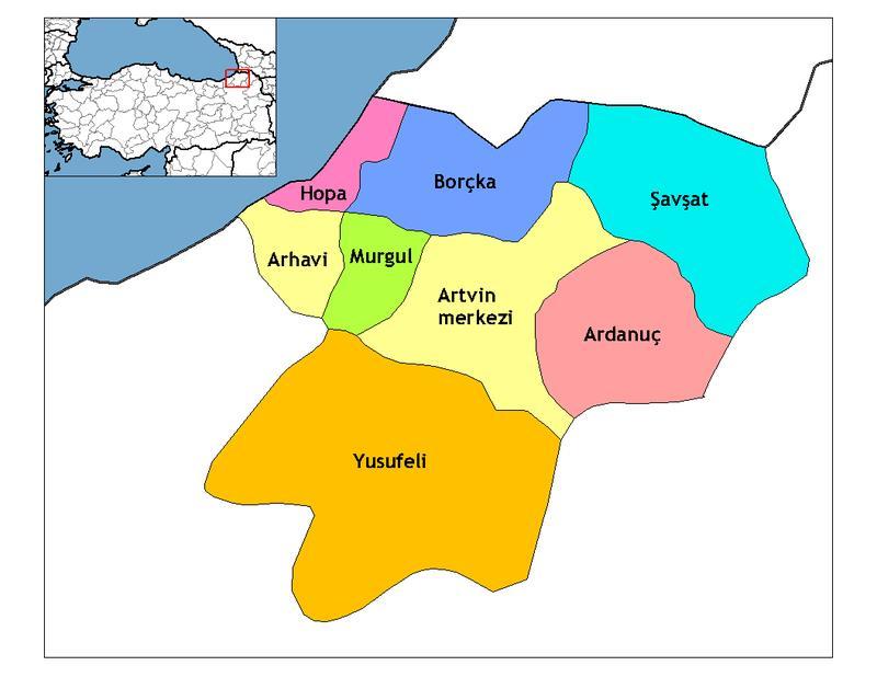 Şekil 1: Arhavi ilçesinin Artvin ili içerisindeki konumu 1.3.