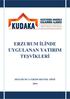 ERZURUM İLİNDE UYGULANAN YATIRIM TEŞVİKLERİ