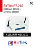 AirTies RT-210. Kablosuz ADSL2+ 4 Portlu Modem