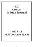 T.C. ÇORUM İL ÖZEL İDARESİ 2013 YILI PERFORMANS PLANI