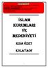 İSLAM KURUMLARI VE MEDENİYETİ