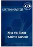 Siirt Üniversitesi 2014 Yılı İdare Faaliyet Raporu
