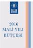 2016 MALİ YILI BÜTÇESİ