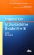 Immanuel Kant Arı Usun Eleştirisi ne Önsözler [A] ve [B]