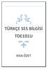 TÜRKÇE SES BİLGİSİ TDE101U