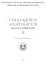 COLLOQUIUM ANATOLICUM