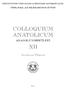 COLLOQUIUM ANATOLICUM XII