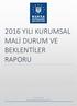 2016 YILI KURUMSAL MALİ DURUM VE BEKLENTİLER RAPORU