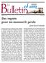 Bulletin no 39 Mars Des regrets pour un manuscrit perdu