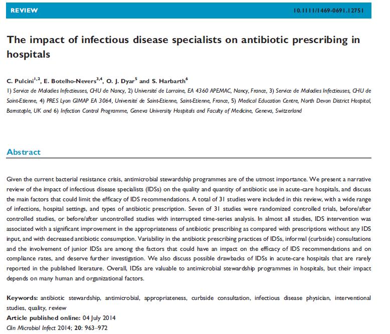 Enfeksiyon hastalıkları uzmanının etkisi EHU, antibiyotiklerin uygun kullanımına katkı sağlamakta ancak