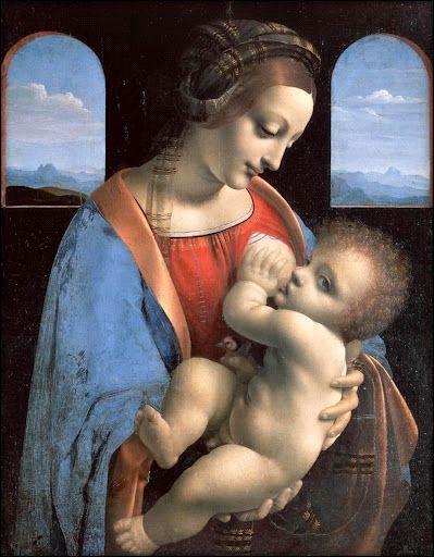 Resim 2. Leonardo da Vinci, Madonna Litta, 1485 civarı. Leonardo nun Madonna Litta (Resim 2) adlı tablosunda annenin çocuk İsa ya bakıyor olduğunu görürüz.