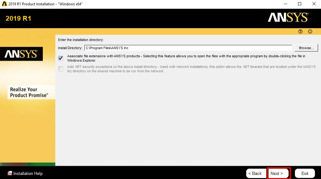 ANSYS 2019 R1 Kurulumu Next ile bir